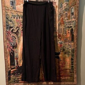 Nordstrom brand Black Wide-Leg Linen and Rayon Pants